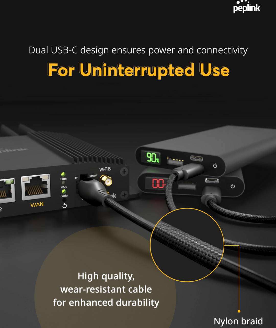 Peplink 4-Pin to USB-C Power Cable